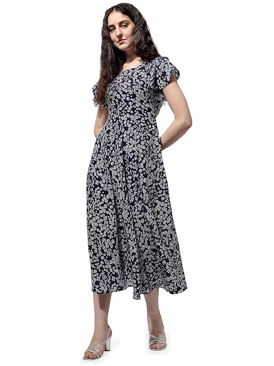 Dress for Women Stylish | One Piece for Women Long | Trendy Long One Piece Summer Outfit | Lightweight Flared Maxi Dress for Casual & Holiday Wear Blue