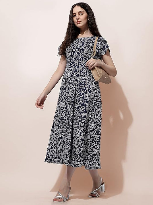 Dress for Women Stylish | One Piece for Women Long | Trendy Long One Piece Summer Outfit | Lightweight Flared Maxi Dress for Casual & Holiday Wear Blue